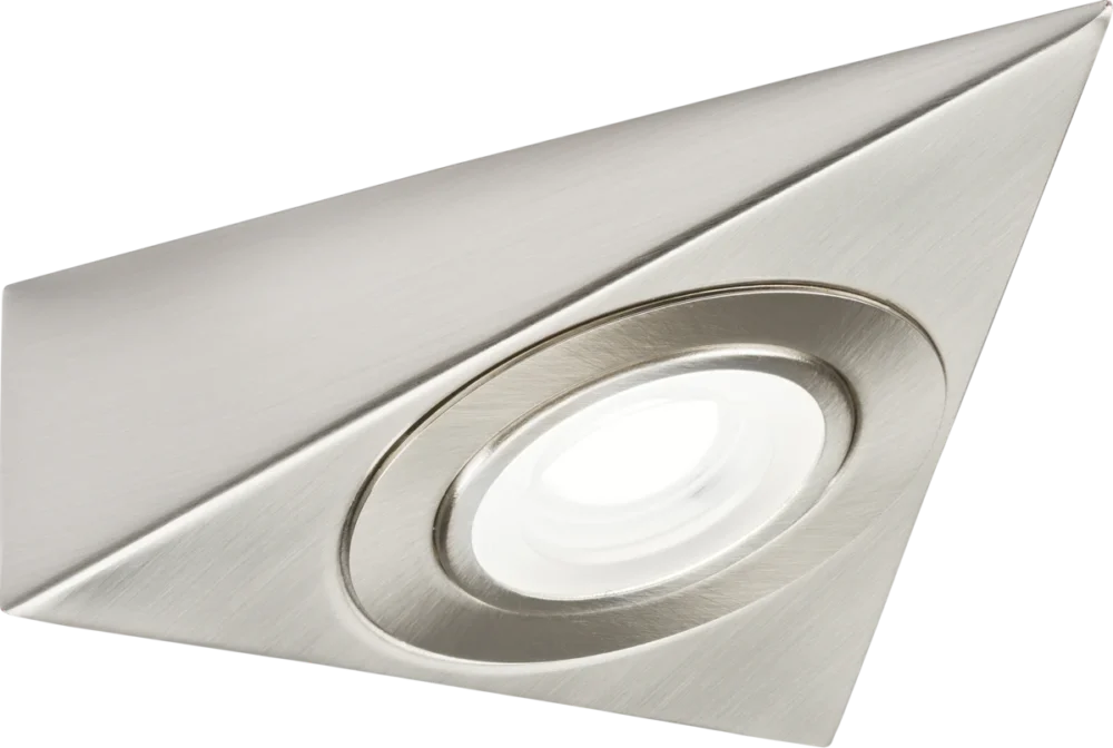 Knightsbridge TRIBCTBC 230V 2W LED Triangular Under Cabinet Light with Adjustable CCT - Brushed Chrome