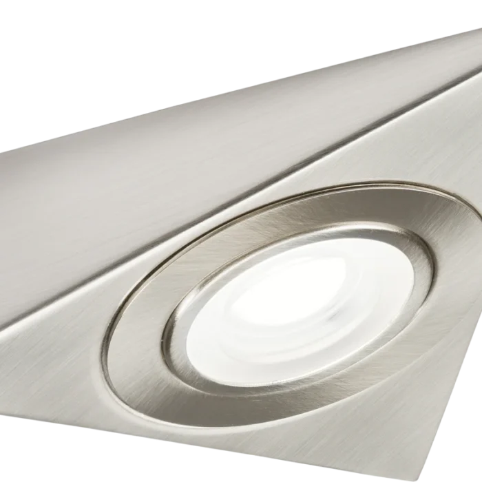 Knightsbridge TRIBCTBC 230V 2W LED Triangular Under Cabinet Light with Adjustable CCT - Brushed Chrome