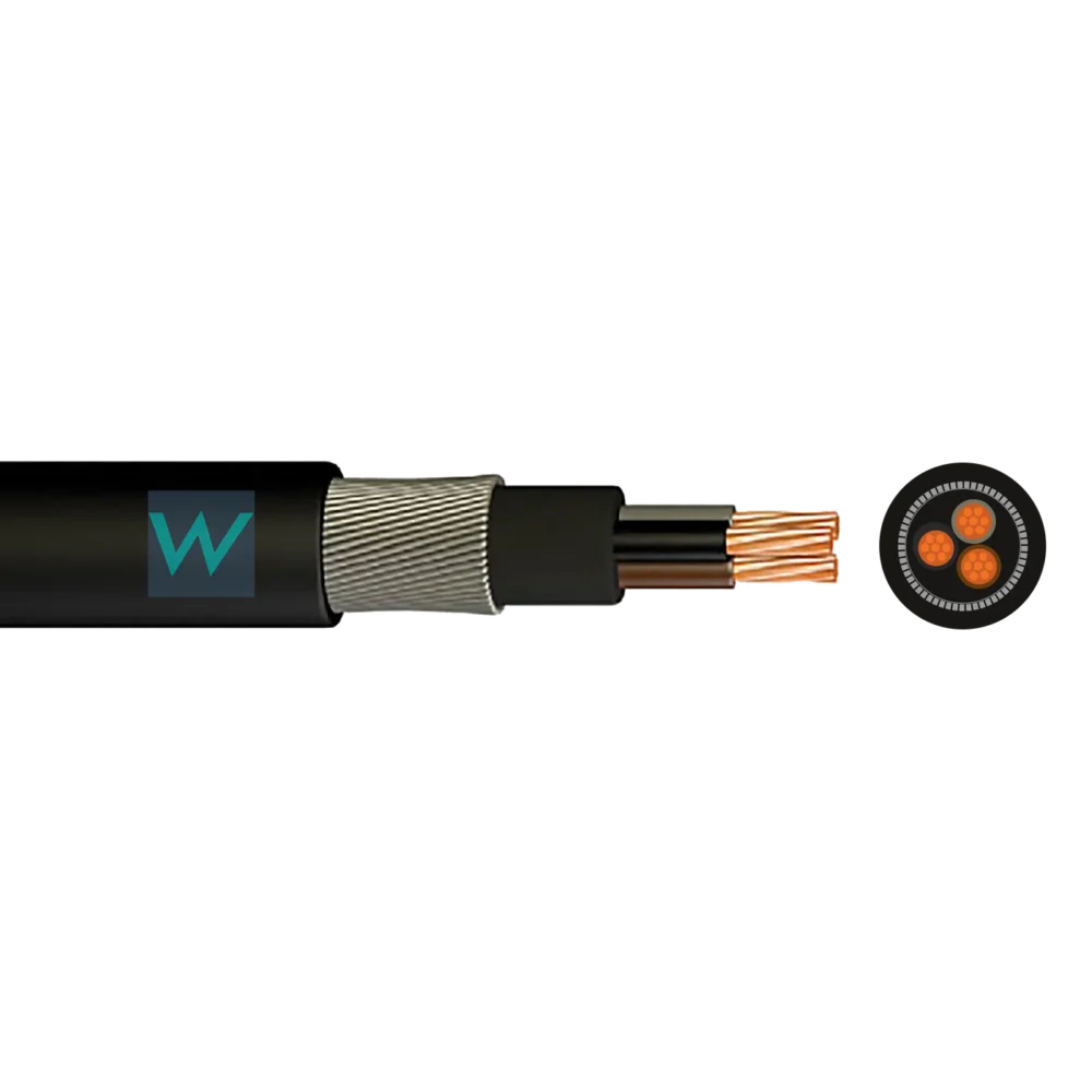 3 Core Steel Wire Armoured SWA PVC Black Cable - Cut to Length sold per 1 metre