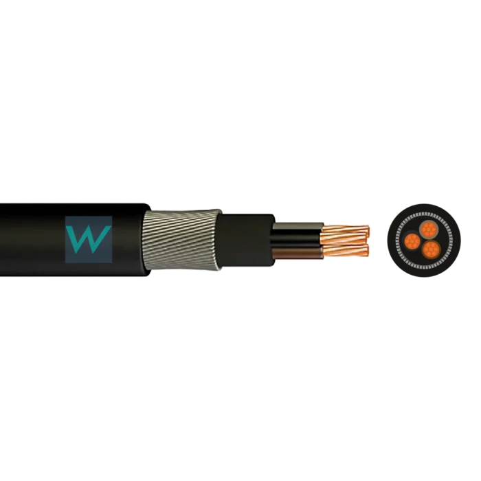 3 Core Steel Wire Armoured SWA PVC Black Cable - Cut to Length sold per 1 metre