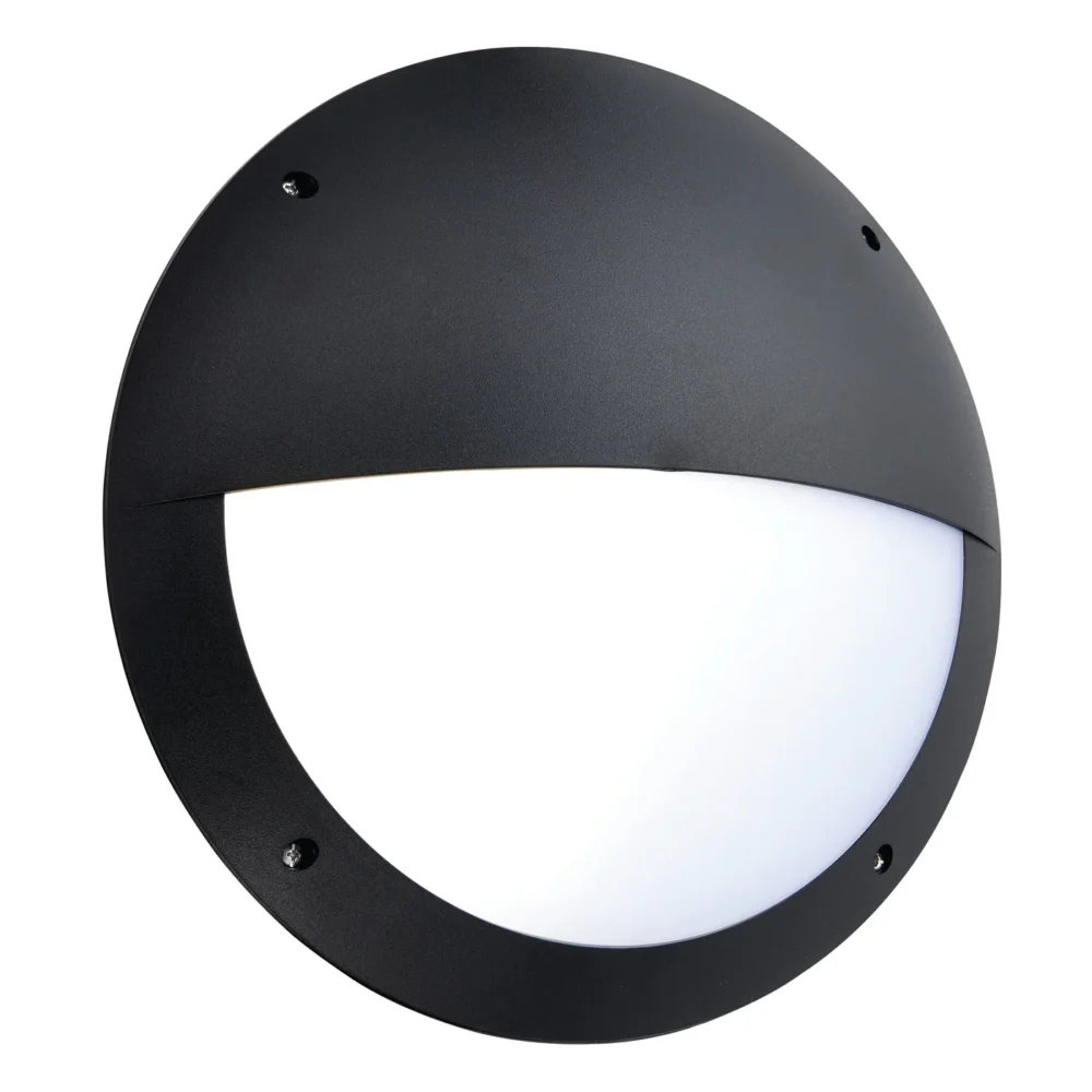 Saxby Seran IP65 12W LED Bulkhead – Matt Textured Finish & Opal PC, Plain / Eyelid, Microwave, Daylight White