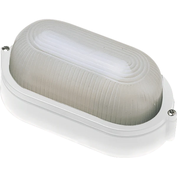 Ovia E27 Oval Bulkhead – IP54 – Plain, Eyelid & Guard – White & Black
